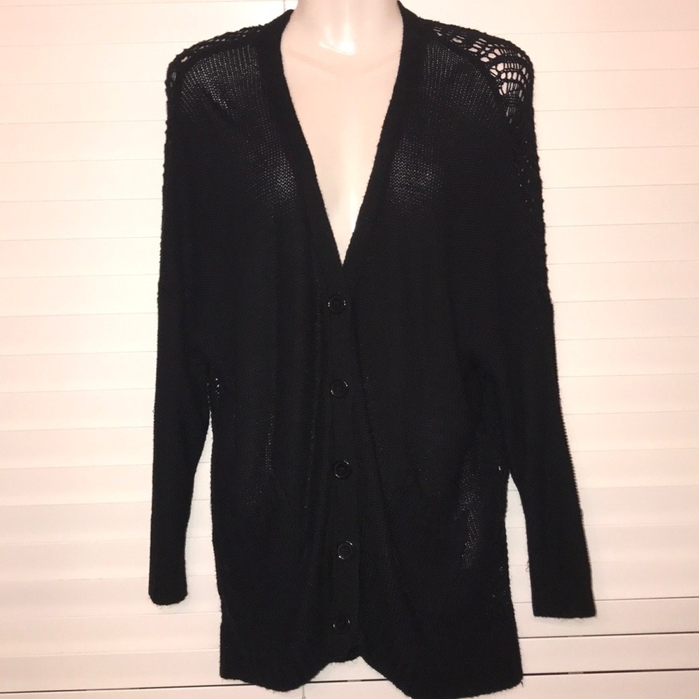 On Twelfth black button up cardigan